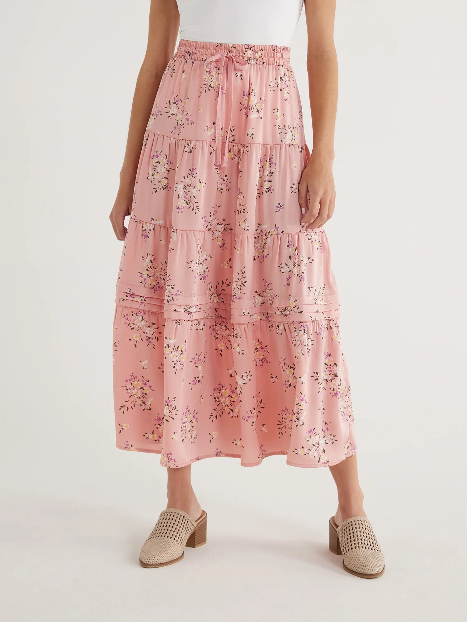 Women's Tiered Maxi Skirt with Elastic Waistband Y4718