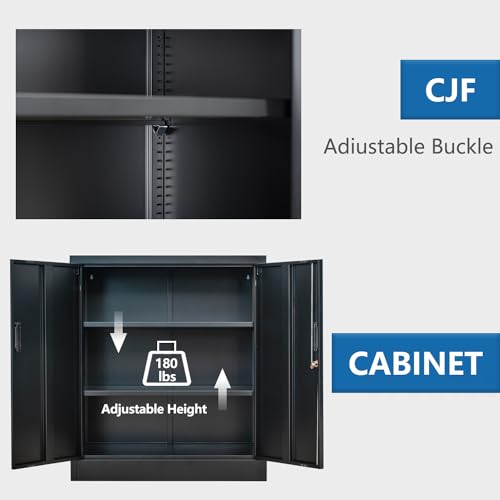 Locking Metal Storage Cabinet with Shelves and Doors, Black I112889