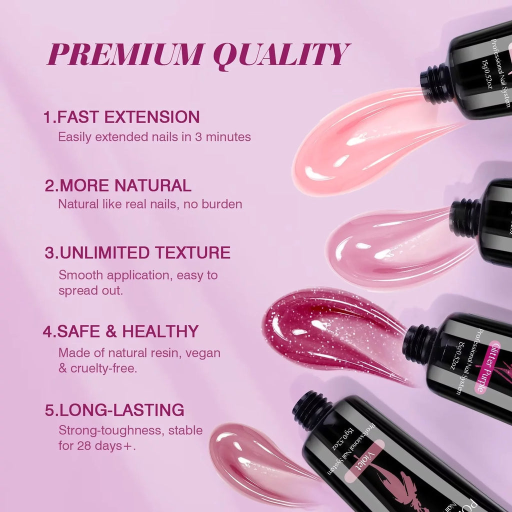 Poly Extension Gel Nail Kit with Nail Lamp, Base and Top Coat M586
