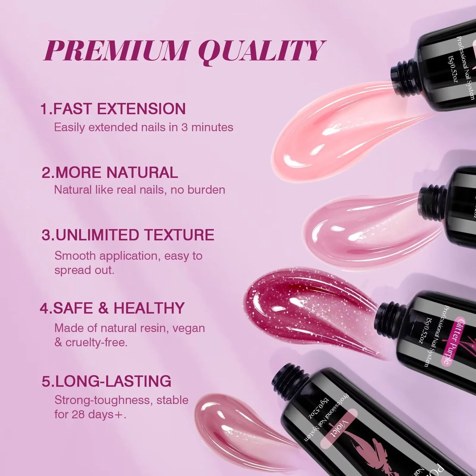 Poly Extension Gel Nail Kit with Nail Lamp, Base and Top Coat M586