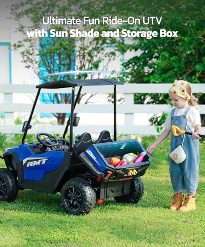 24V Ride on Car 2 Seater with Sun Shade, Dump Bed, 4WD, Pink S782676