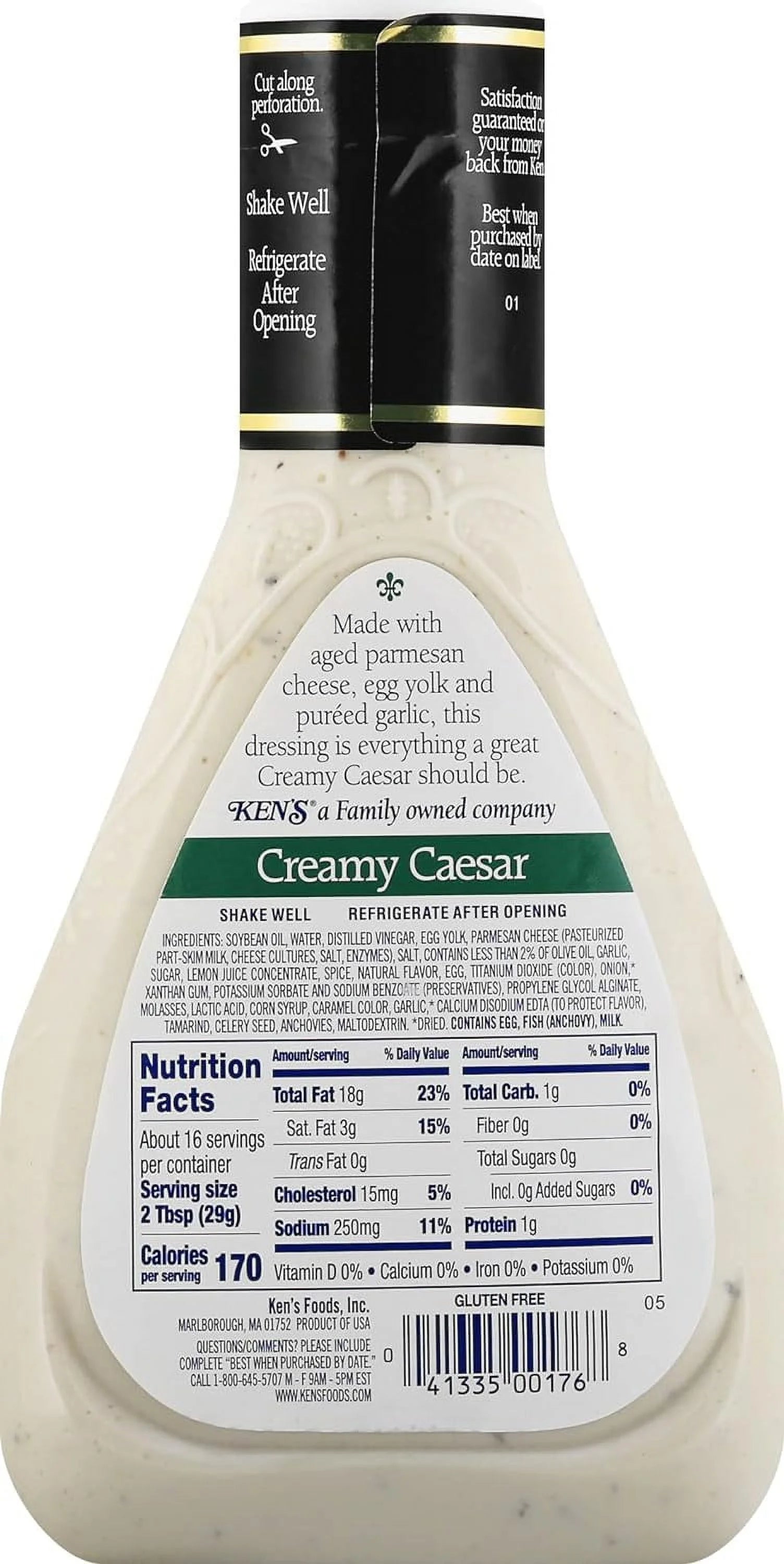 Creamy Caesar Dressing for Salads or Spreads, 16 FL OZ Bottle (Pack of 2) T821880
