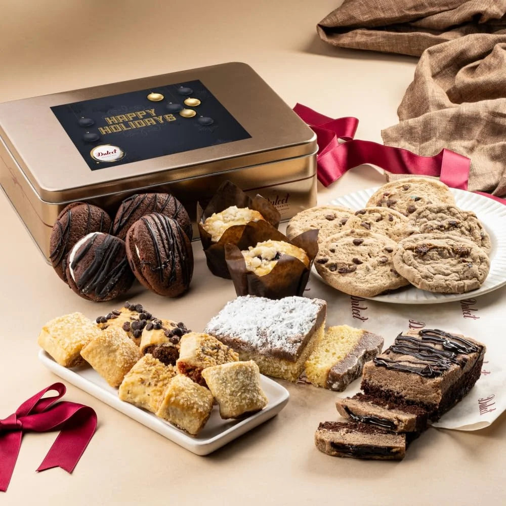 Basket Holiday Baked Goods  Box – Luxurious Gourmet Bakery Dessert  Tin Box With Whoopie Pies, s, Cookies, Crumb Cake, Delicious Pastry For Girlfriend, Mom, Dad, Daughter, Hi