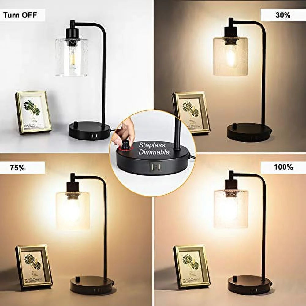 Set of 2 Dimmable Table Lamps with USB Ports for Bedroom F646687