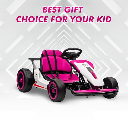 Electric Drift Kart for Kids with Adjustable Seat, LED Lights, 8.1 MPH W755255