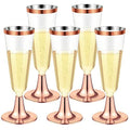 30Pcs Plastic Champagne Flutes, 150ml Rose Gold Champagne Glasses Reusable Stemmed Party Wine Cups