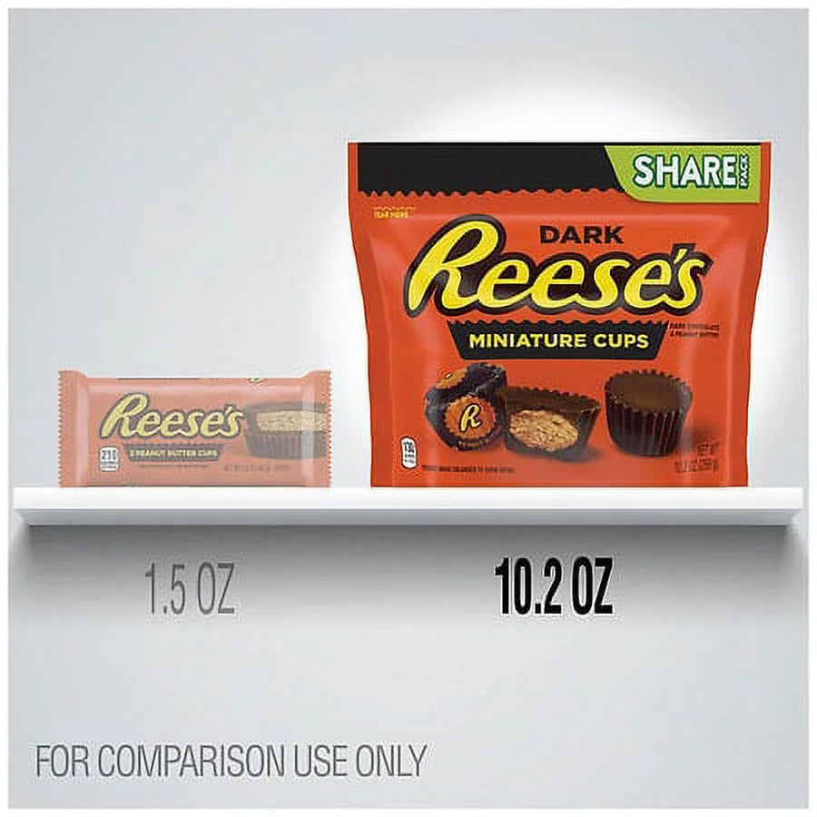 Dark Chocolate Peanut Butter Cups Candy, Individually Wrapped, 10.2oz Pack of 2 J847264