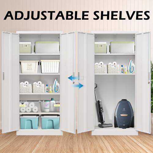 Metal Storage Cabinet with Adjustable Shelves, White M995185