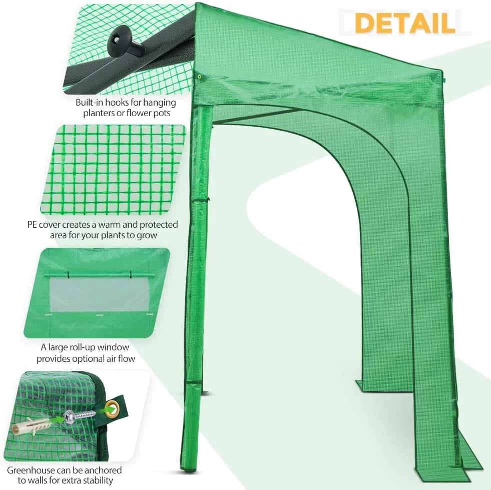 10'x5' Portable Walk-in Greenhouse with Roll-Up Doors and Windows U908693