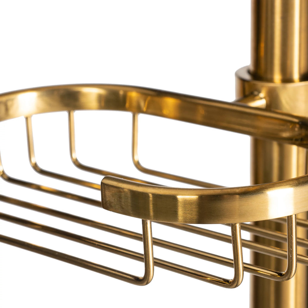 Kauai III Shower System with 8" Rain Showerhead, 5-Function Hand Shower, Adjustable Slide Bar and Soap Dish, Brushed Gold Finish V276