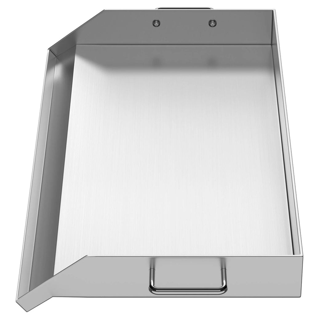 Stainless Steel Flat Top Griddle with Handles and Grease Groove V592