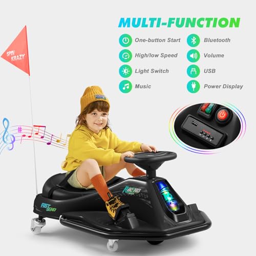 24V Electric Drifting Go Kart for Kids with Rotating Wheels, Pink D311017