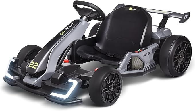 Blitzshark 24V Kids Go Kart 300W Powerful Drift Kart Electric Pedal Kart Outdoor Race Toy, with 2X150W Strong Motor, 7AH Big Battery, Drift/Sports Mode, Green