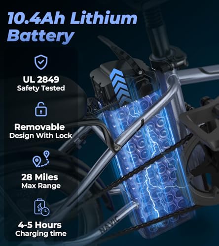 Electric Bike for Adults, 14'' Folding Ebike, 750W Peak, Removable Battery, 22mph, 40 Miles Range A312