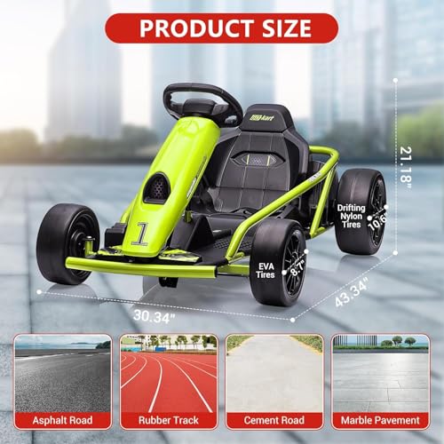 Electric Drift Kart for Kids, 24V Ride On Toy with 2×300W Motors Z27187