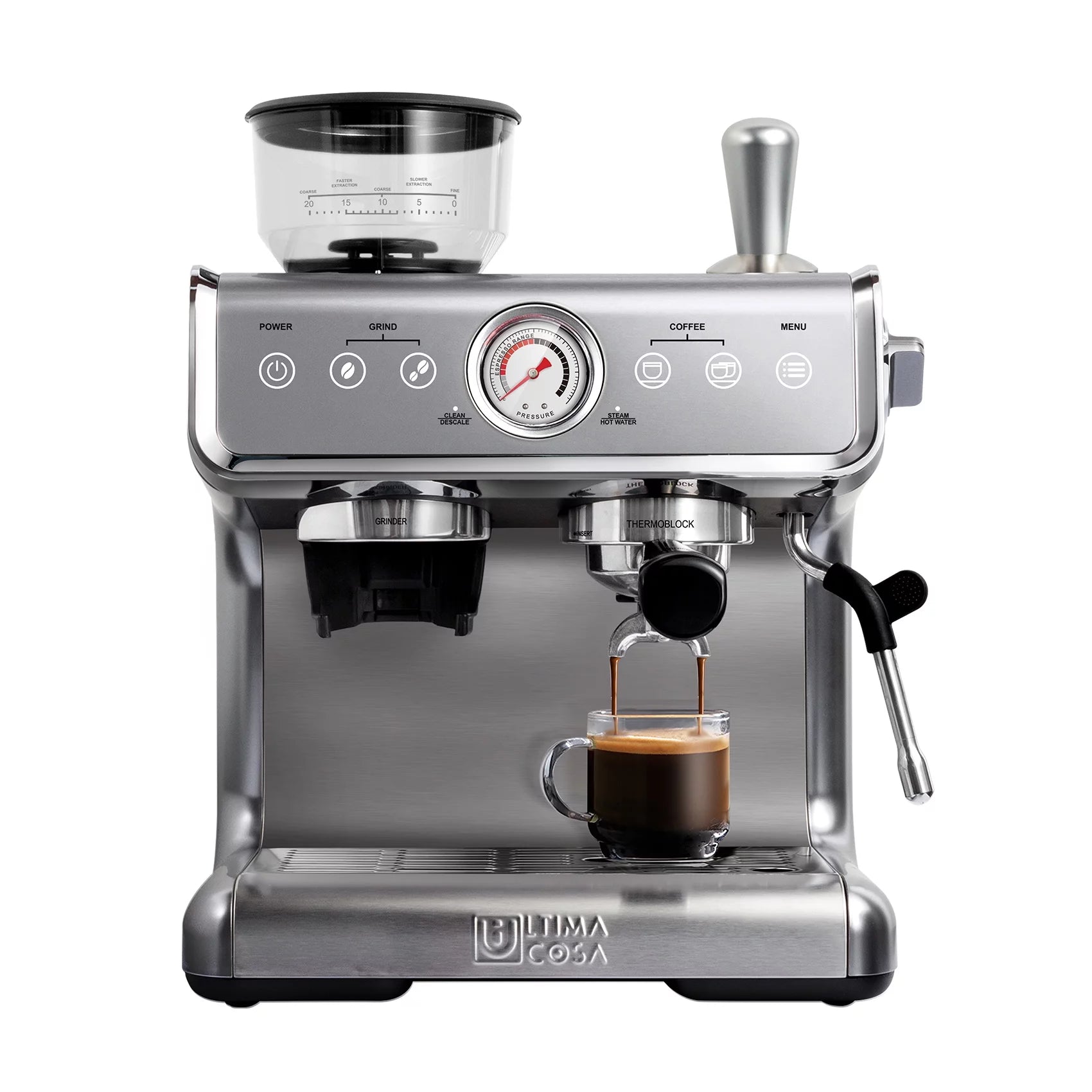 Semi-Automatic Espresso Machine - Silver - 2 Litre Water Tank M88197
