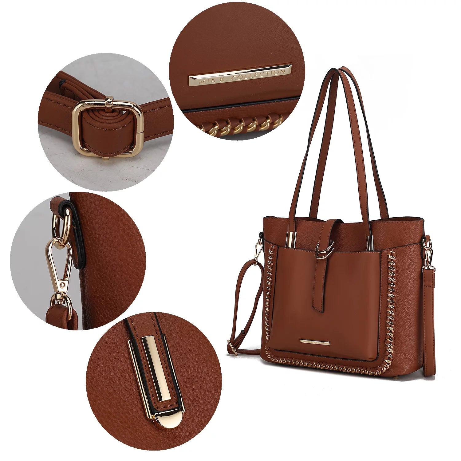 Vegan Leather Women's Shoulder Bag with Crossbody Pouch Z934