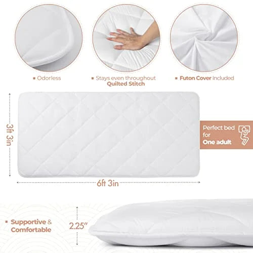 Japanese Floor Mattress with Cotton Zip Cover, 75x39 in D7298