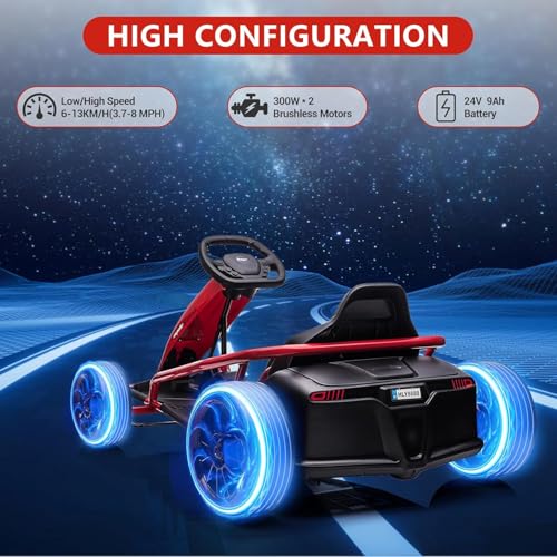 Electric Drift Kart for Kids, 24V Ride On Toy with 2×300W Motors Z27187