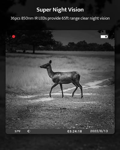 4K 36MP Trail Camera with Night Vision, Motion Activated, Waterproof IP66 F21960