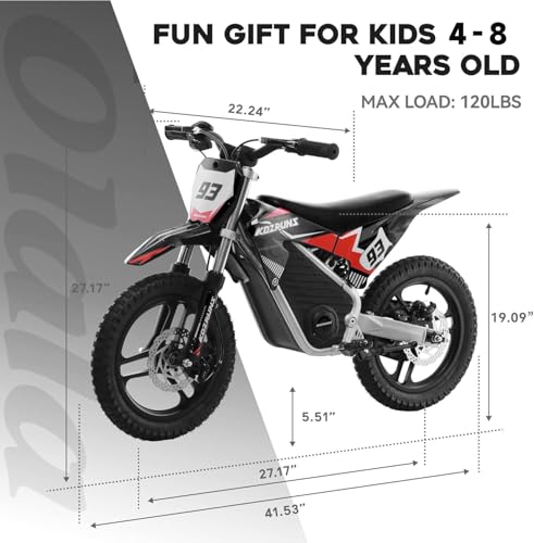 Electric Dirt Bike for Kids Aged 4-8, 350W Brushless Motor, 14'' Off-Road Tires, Blue Y255