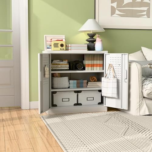 Garage Storage Cabinet with Wheels, 72" H, 2 Doors, 4 Adjustable Shelves, Black R4307