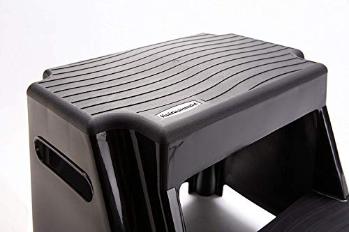 2-Step Molded Plastic Step Stool, Lightweight, Slip Resistant, Black W215