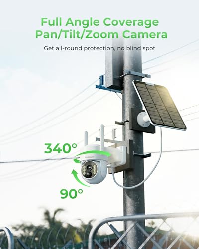 Solar Security Cameras Wireless Outdoor with 10" Monitor, 2K Color Night Vision, 2-Way Audio R5350