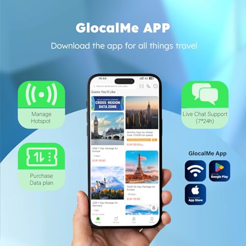 4G LTE Mobile Hotspot, Portable WiFi for Travel in 200+ Countries, No SIM Needed, 10 Devices, 1GB Data 90 Days S5407