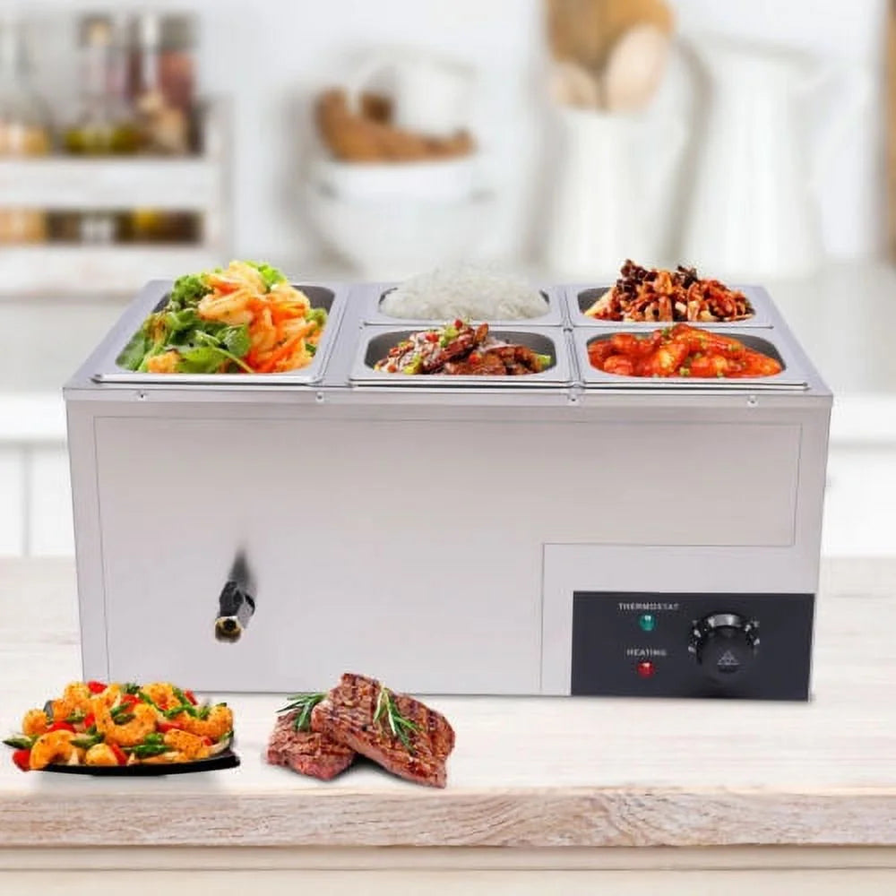 Stainless Steel Electric Food Warmer with 5 Pans H208908
