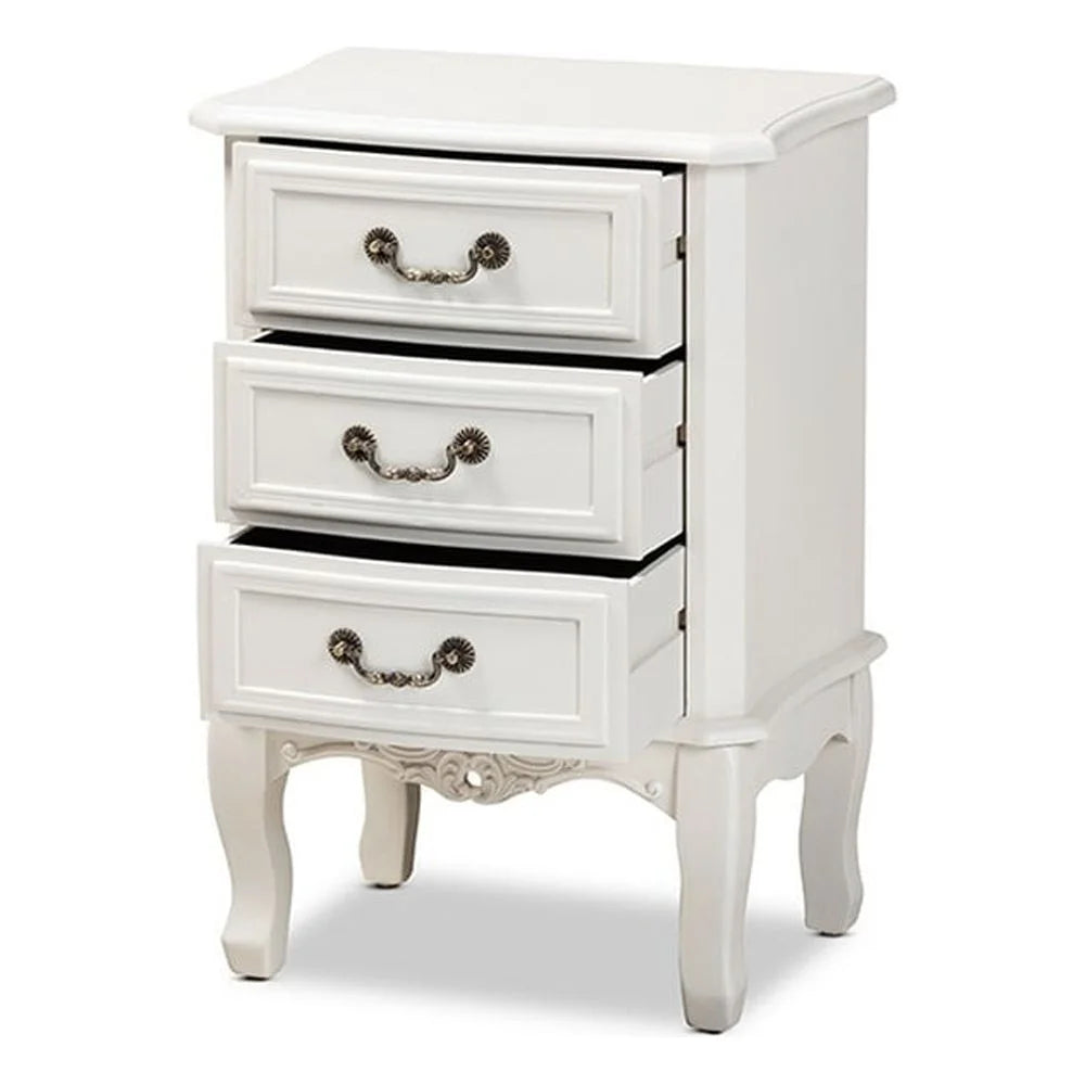 French Country 3-Drawer Wood Nightstand E47452
