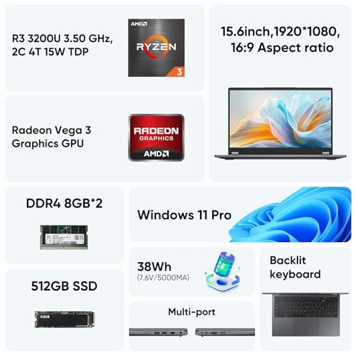 15.6" 2-in-1 Laptop, 16GB RAM 512GB SSD, Touchscreen, Windows 11 Pro O30485