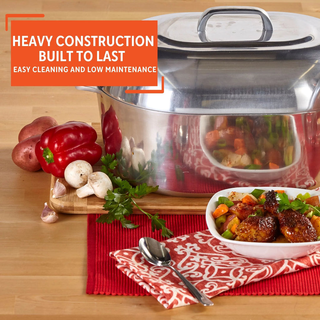Cast Aluminum Oval Roaster Pan with Lid and Roasting Tray Y649767
