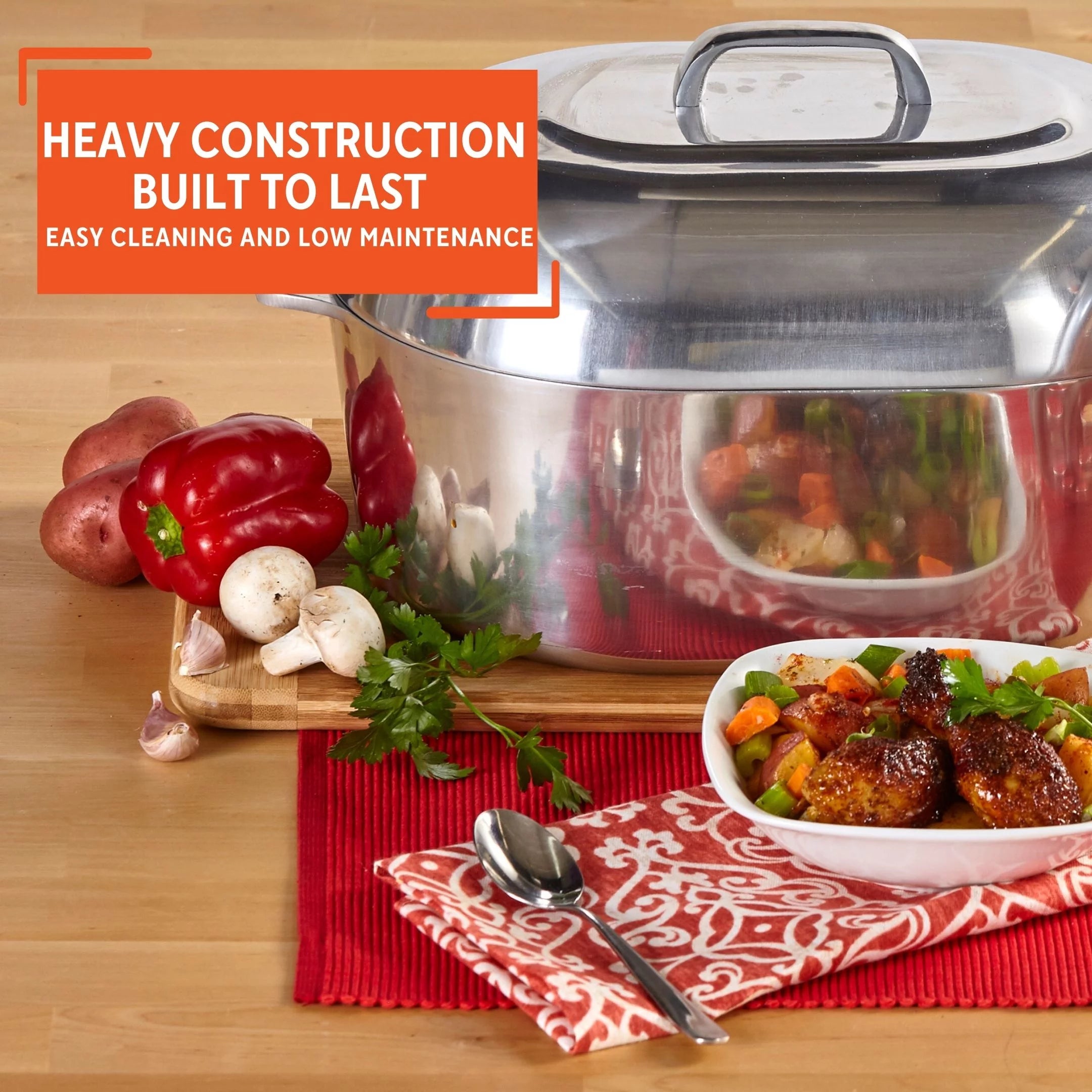 Cast Aluminum Oval Roaster Pan with Lid and Roasting Tray Y649767