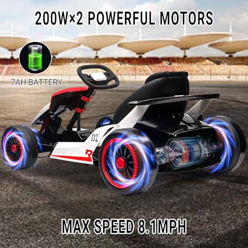 Electric Drift Kart for Kids, 2x200W Motor, 7AH Battery, Ages 6+ S301