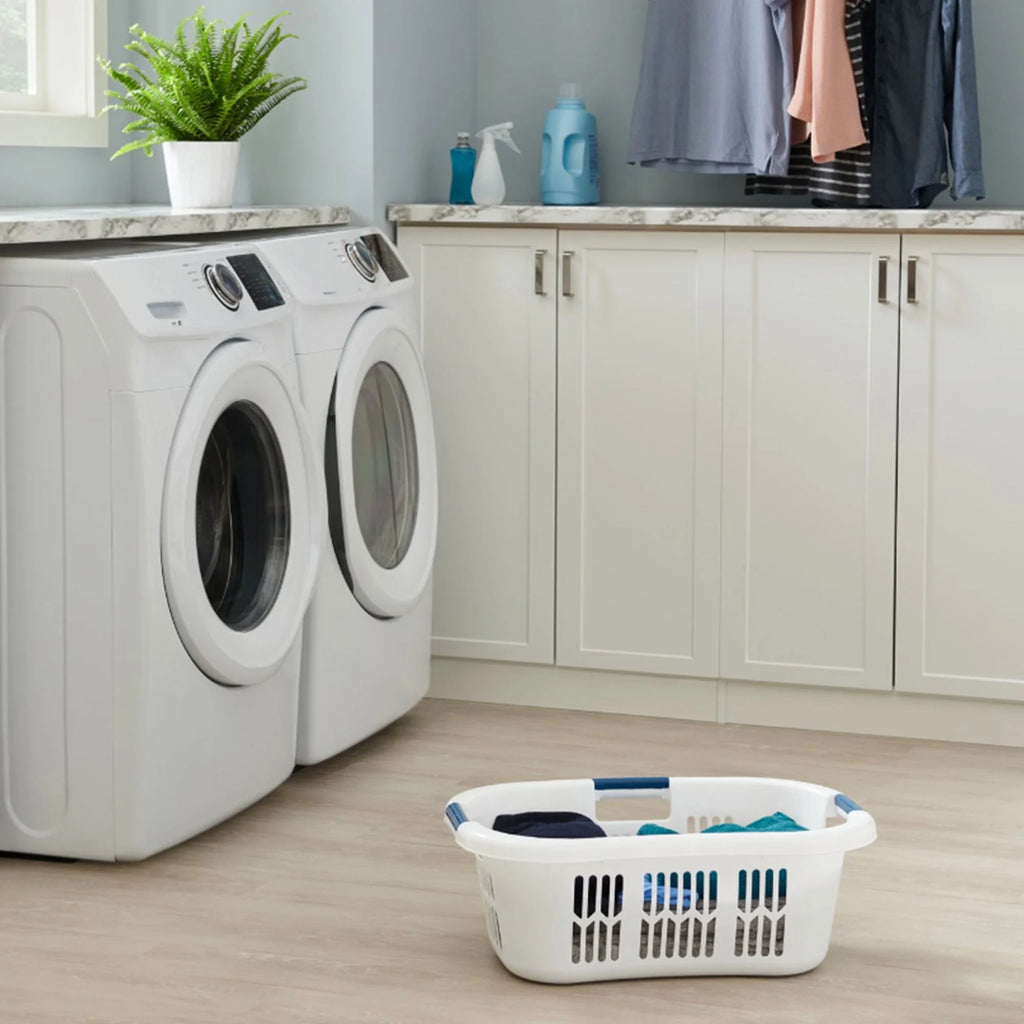 Large Portable Plastic Laundry Basket, White Q207312