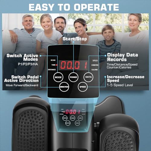 Under Desk Elliptical, Electric Leg Exerciser for Seniors, Portable Seated Foot Pedal with Remote X102