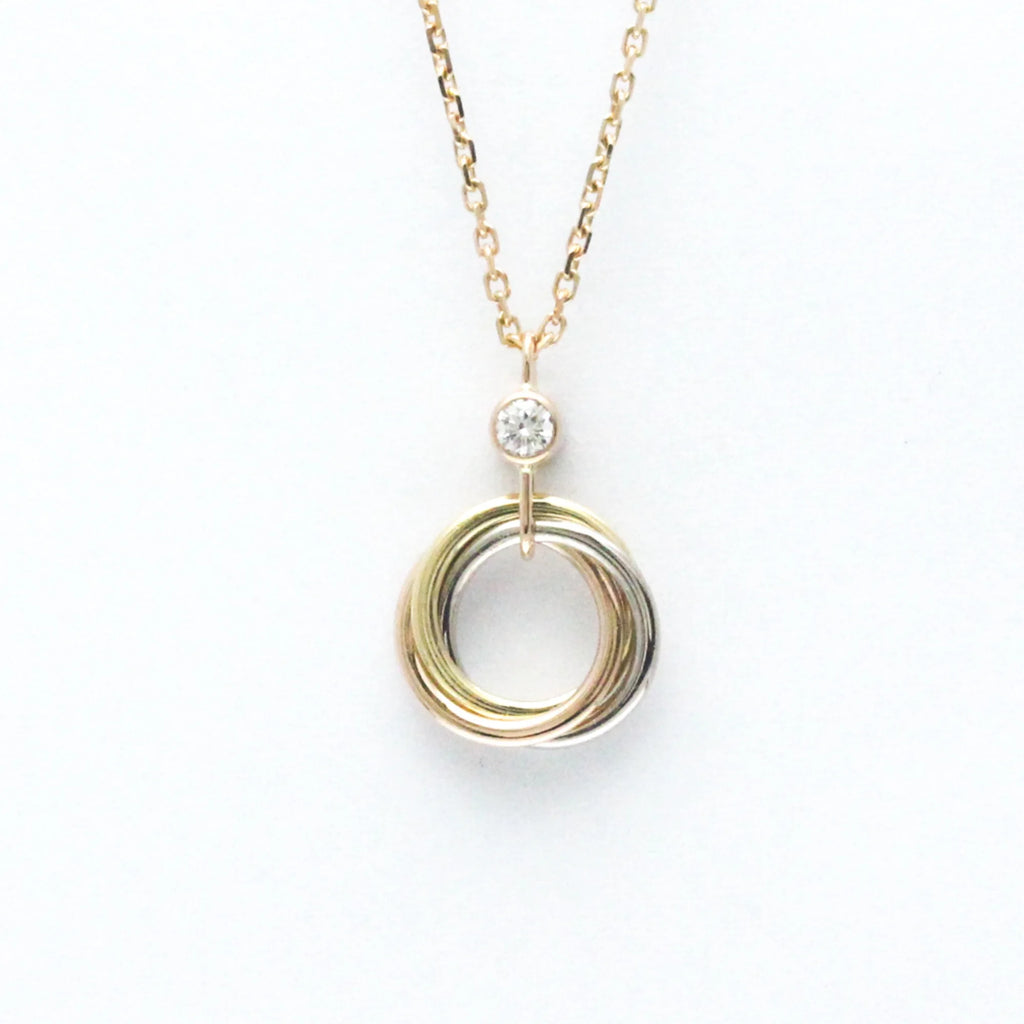 Pre-Owned Cartier Trinity De Cartier B7223500 Pink Gold (18K),White Gold (18K),Yellow Gold (18K) Diamond Men,Women Fashion Pendant Necklace Carat/0.04 (Gold) (Good)