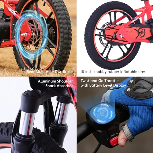 Electric Dirt Bike for Kids Aged 3-6, 170W Motor, 24V Battery, 12IN Tires J8048