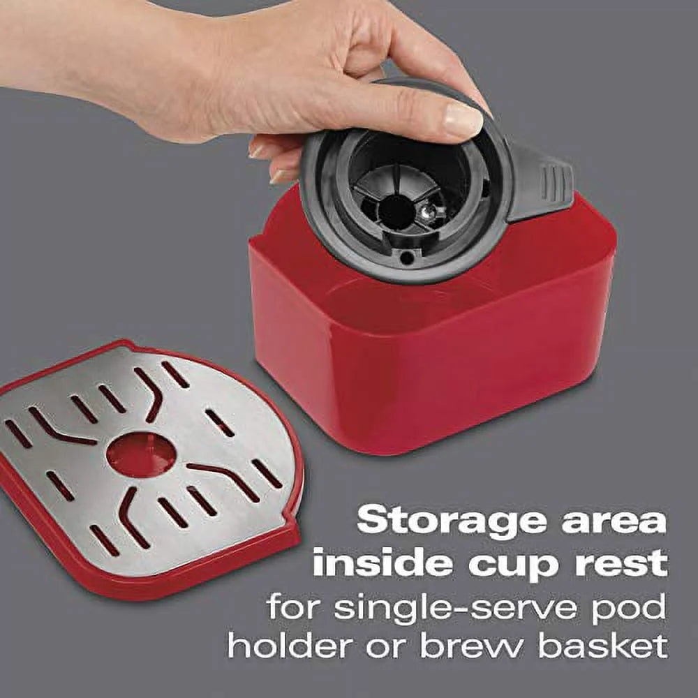 Single-Serve Coffee Maker for Pods or Ground Coffee, Red W5308