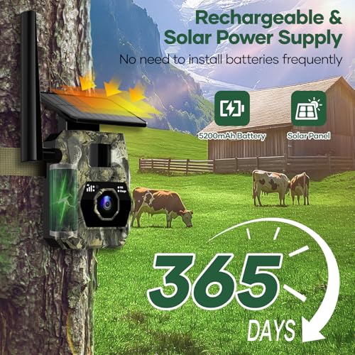 Solar Trail Camera 48MP 30FPS WiFi Bluetooth Game Camera with Night Vision E584
