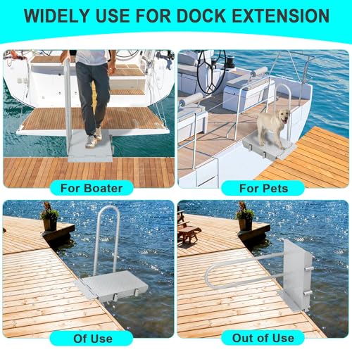 Boat Boarding Platform with Handrail, Folding Dock Step M3596